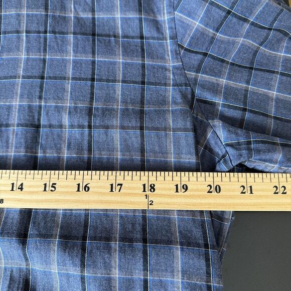 BLU by Polifroni Shirt Men Large Blue Black Check Long Sleeve Collared Button Up - Picture 7 of 9